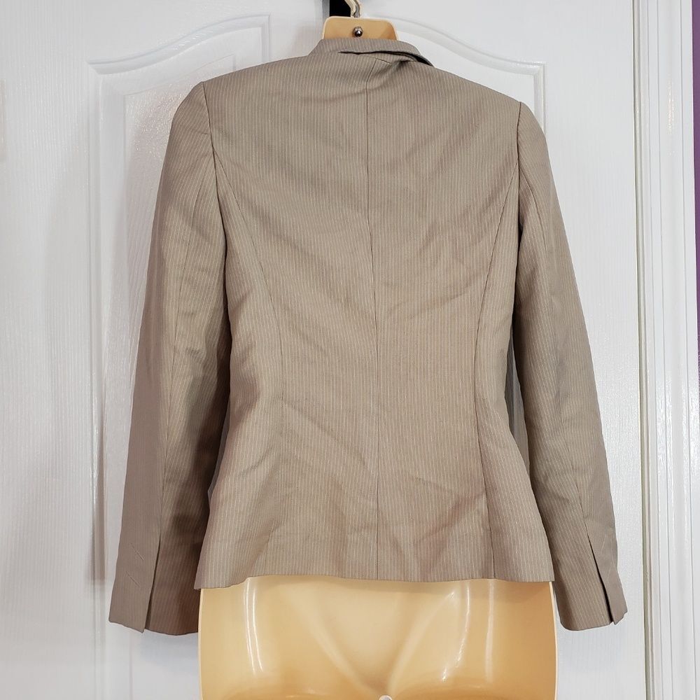 Vintage G2000 Women Blazer Jacket Beige Pinstripe Suit Career Coat 2000s Sz 3 XS - Picture 3 of 8
